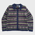 Vintage Geometric Stripes Zipper Cardigan Sweater