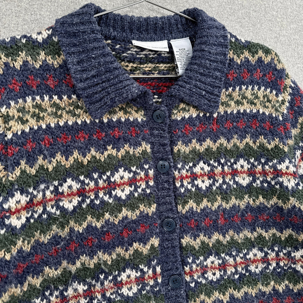 Vintage Geometric Stripes Zipper Cardigan Sweater