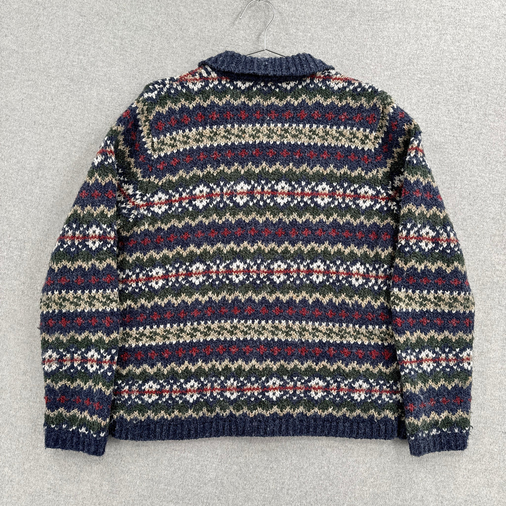 Vintage Geometric Stripes Zipper Cardigan Sweater