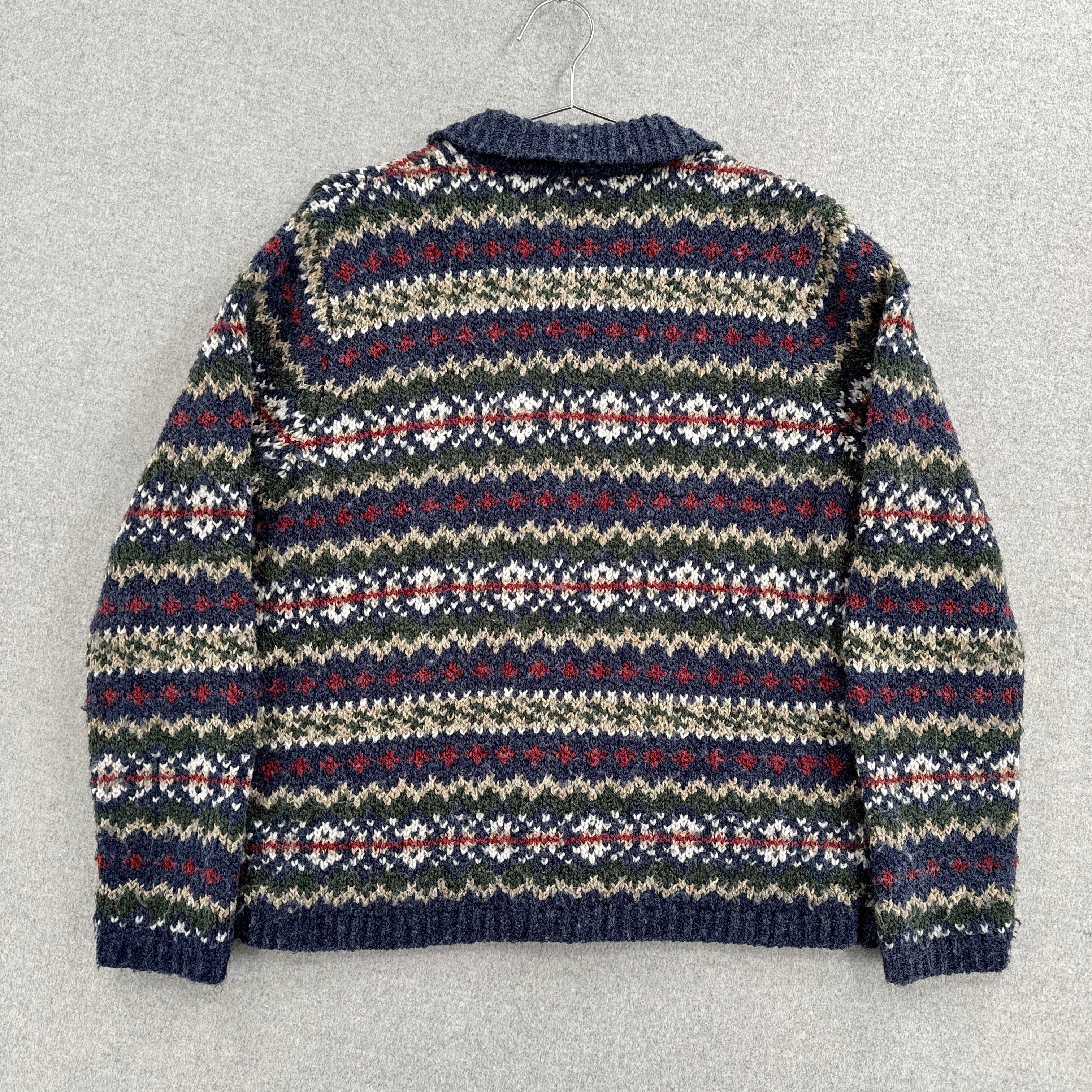 Vintage Geometric Stripes Zipper Cardigan Sweater