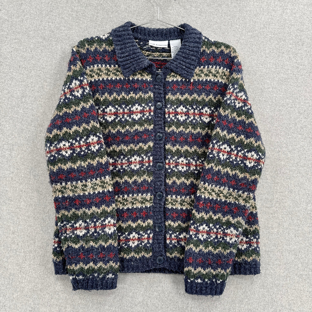 Vintage Geometric Stripes Zipper Cardigan Sweater