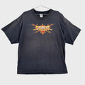 Black t-shirt with 'Sturgis bike week' graphic design on a gray textured background
