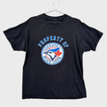 Black t-shirt with Toronto Blue Jays logo on a gray background